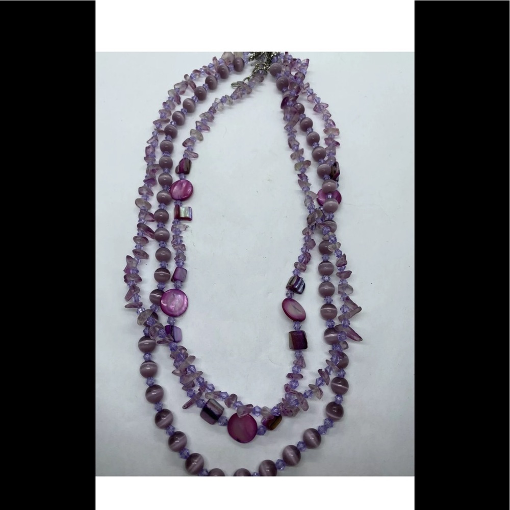 Shades Of Purple Shell Chips Unique Necklace